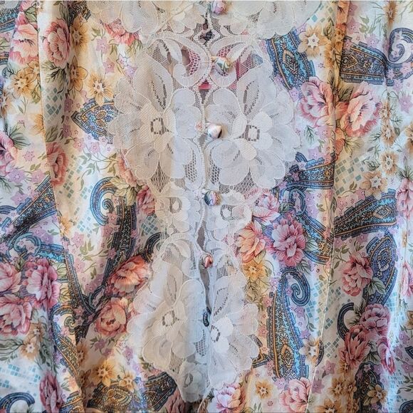 Vintage Y2K Sleep Solutions Satin Paisley Lace Chemise Slip Women's Size M - Picture 4 of 6